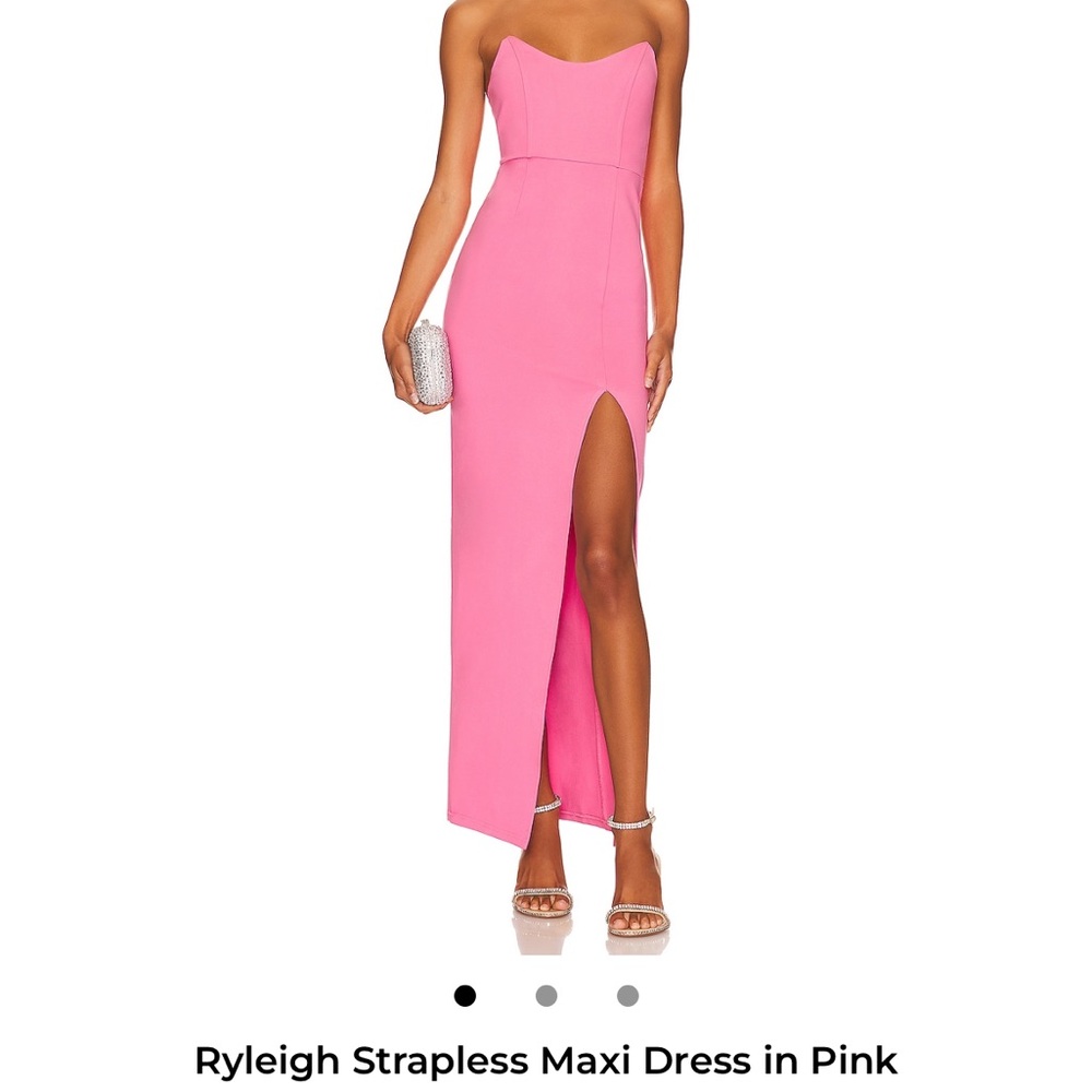 superdown Pink Strapless Maxi Dress with Side Slit
